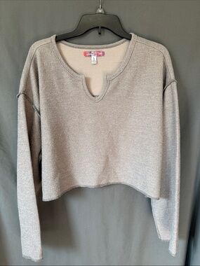 Urban Outfitters Gray Cropped Thermal Pullover